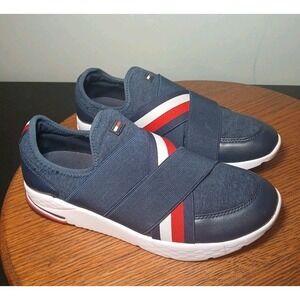 Tommy Hilfiger Women's 7.5M Slip On Sneakers Navy Canvas Comfort Shoes